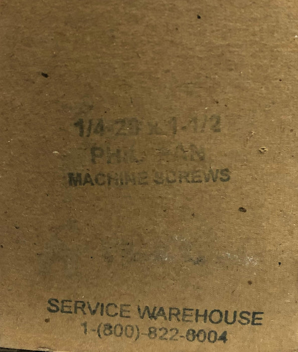 Unbranded Phillips Head Screw 1/4-20x1-1/2 Inch [Lot of 100] NOS