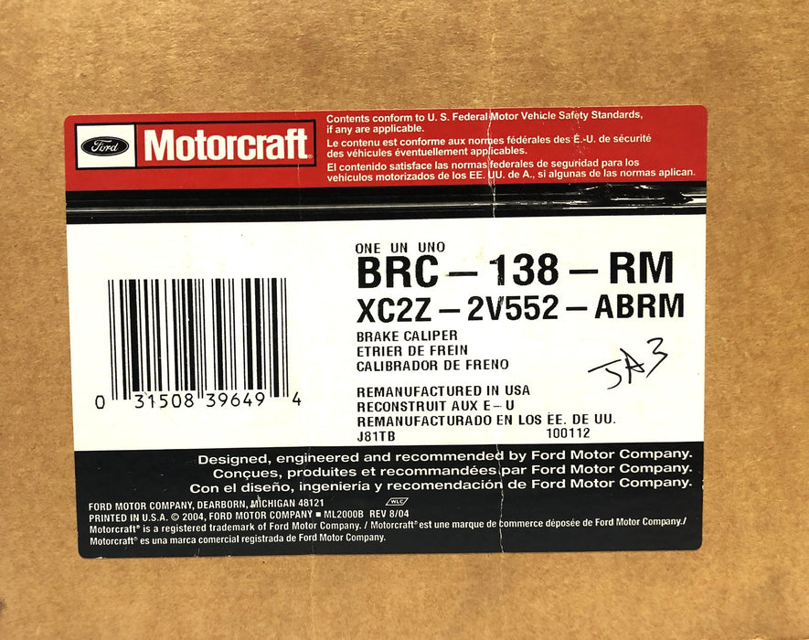 Motorcraft Ford OEM Rear RH Brake Caliper BRC-138-RM REMANUFACTURED
