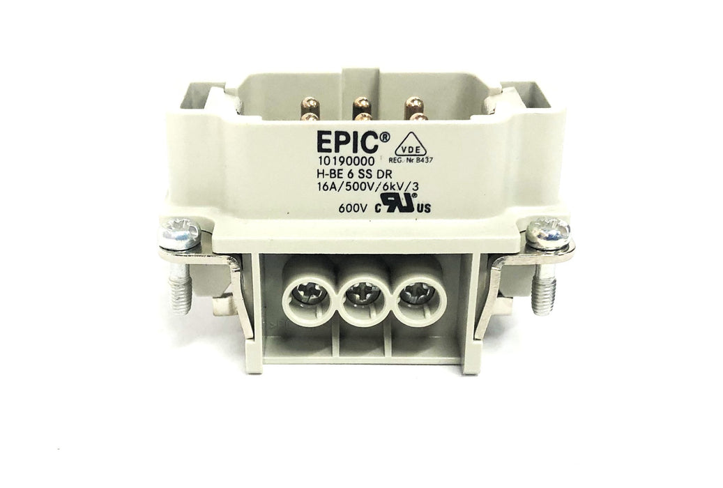 Epic H-BE 6 SS DR 16A/500V/6kV/3 Connector 10191000 [Lot of 3] NOS