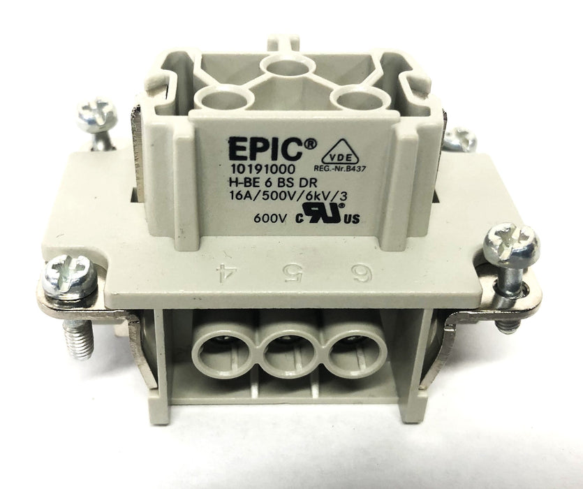 Epic H-BE 6 BS DR 16A/500V/6kV/3 Connector 10191000 [Lot of 3] NOS