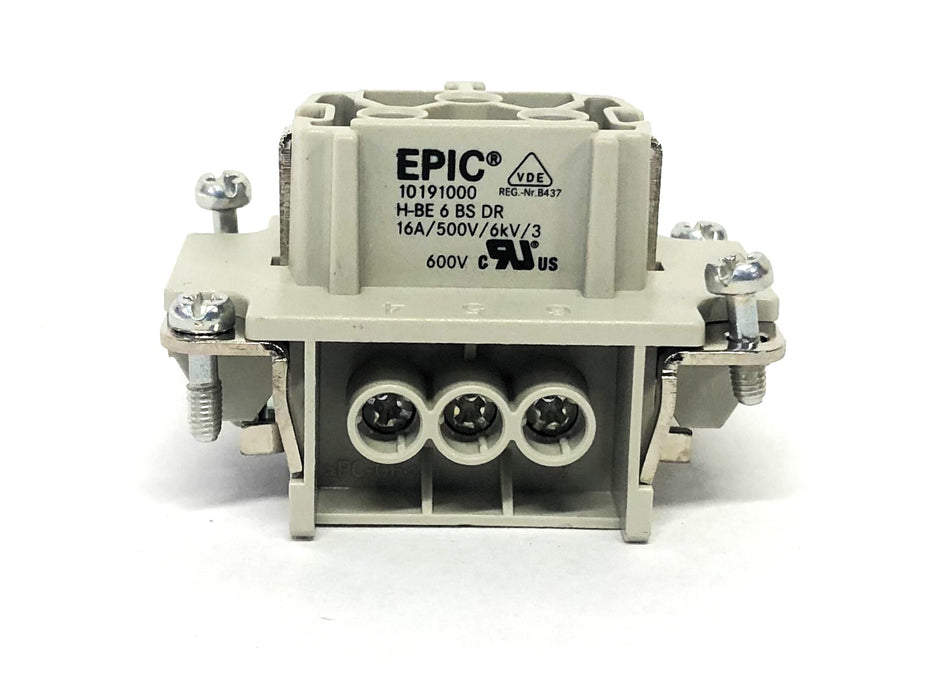 Epic H-BE 6 BS DR 16A/500V/6kV/3 Connector 10191000 [Lot of 2] NOS