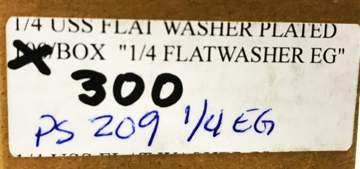 Unbranded 1/4 inch Flat Washers PS209 [Lot of 300] NOS