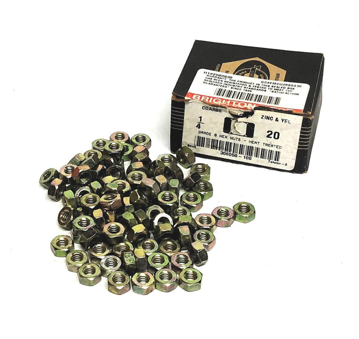 Brighton Grade 8 Heat Treated Hex Nut 1/4x20 [Lot of 90] NOS