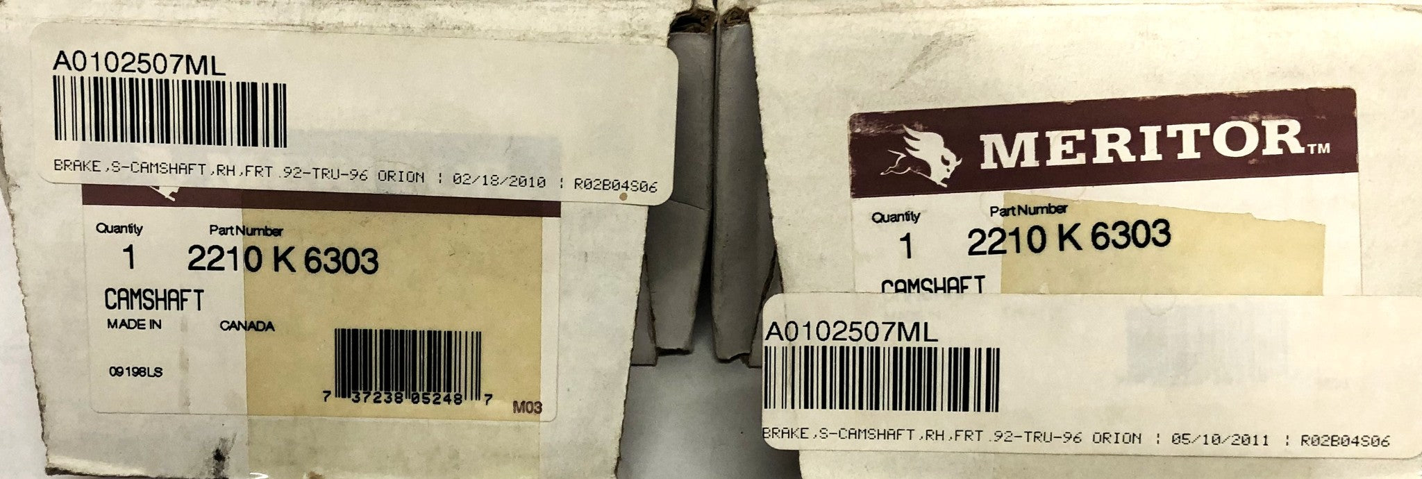 Meritor Camshaft 2210-K-6303 [Lot of 2] NOS