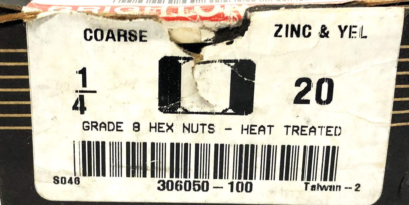 Brighton Grade 8 Heat Treated Hex Nut 1/4x20 [Lot of 90] NOS