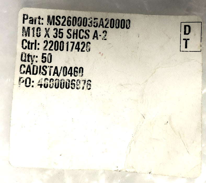 THE M10x35 SHCS Hex Screw A2-70 [Lot of 5] NOS