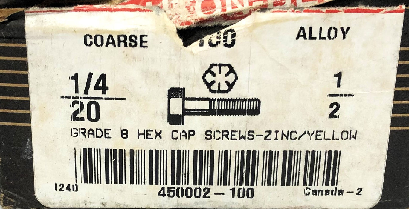 Brighton 1/4-20x1/2 Inch Grade 8 Hex Cap Screw 450002-100 [Lot of 60] NOS