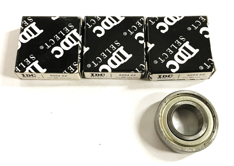 IDC Metal Shielded Deep Groove Ball Bearing 6004Z/6004ZZ [Lot of 3] NOS