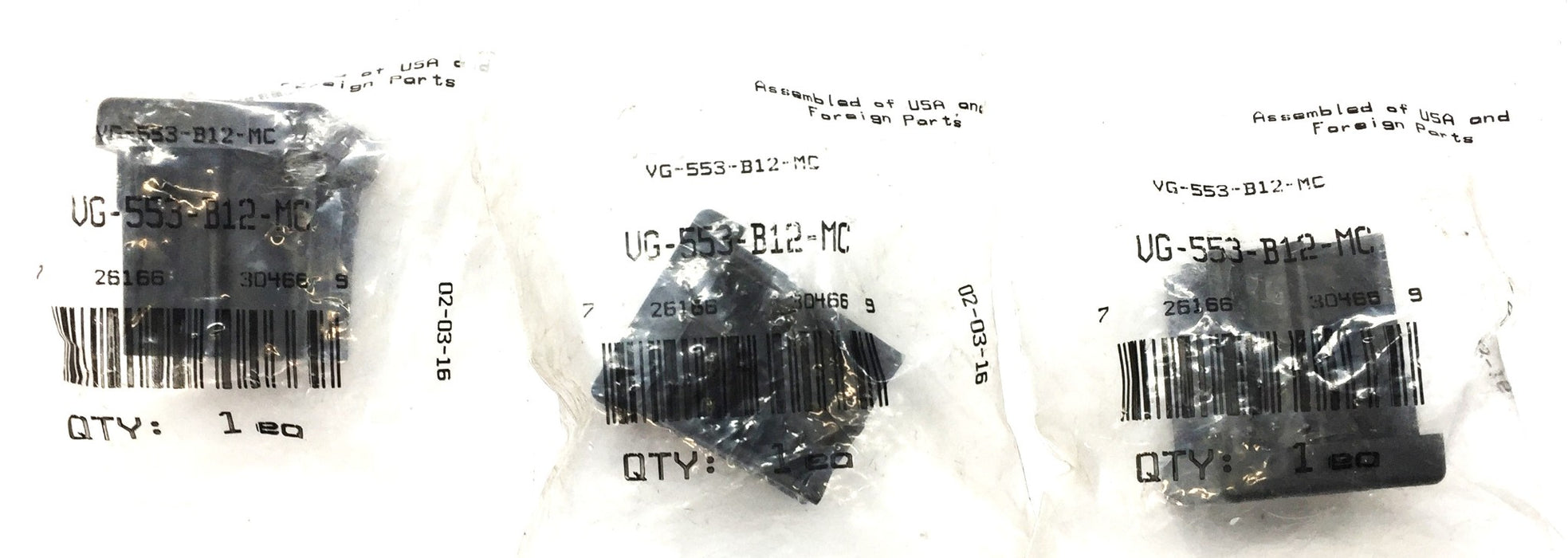 System Plast 7/16" Threaded 1-1/2" Tube End VG-553-B12-MC [Lot of 3] NOS