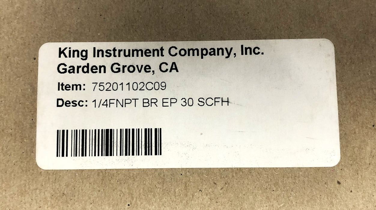 King Instrument 1/4FNPT BR EP 30 SCFH Flowmeter 75201102C09 NOS