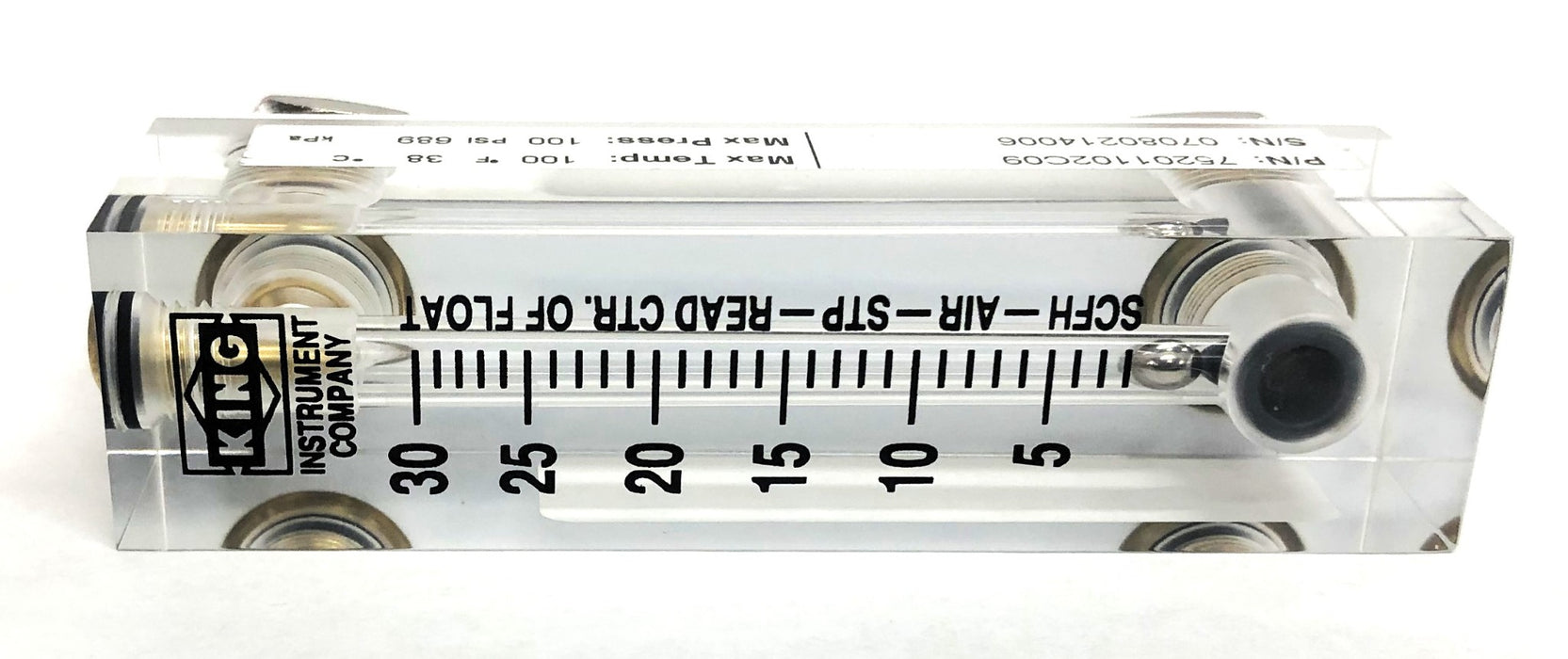 King Instrument 1/4FNPT BR EP 30 SCFH Flowmeter 75201102C09 NOS