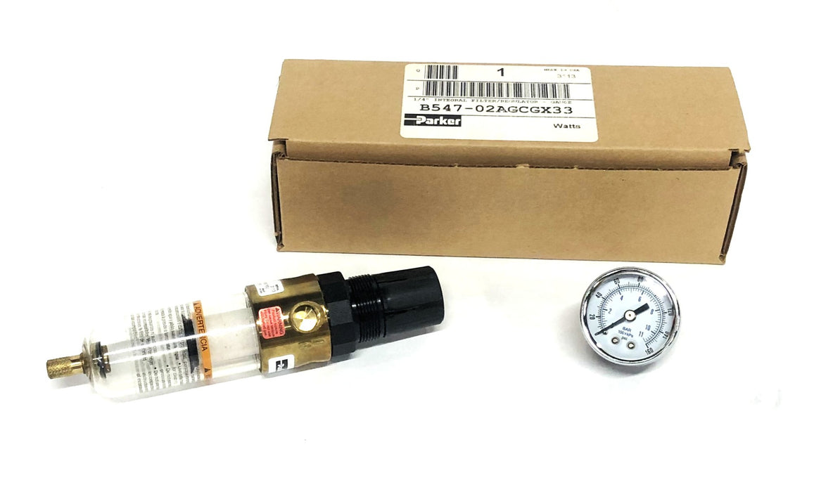 Parker 1/4 Inch Integral Filter/Regulator With Gauge B547-02AGCGX33 NOS