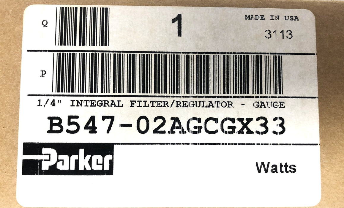 Parker 1/4 Inch Integral Filter/Regulator Missing Bowl B547-02AGCGX33 NOS