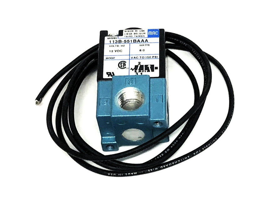 MAC 12VDC 6.0 Watts VAC To PSI 3-Way Valve 113B-551BAAA NOS