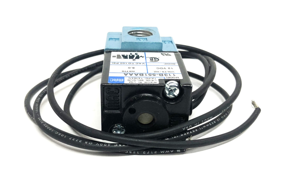 MAC 12VDC 6.0 Watts VAC To PSI 3-Way Valve 113B-551BAAA NOS
