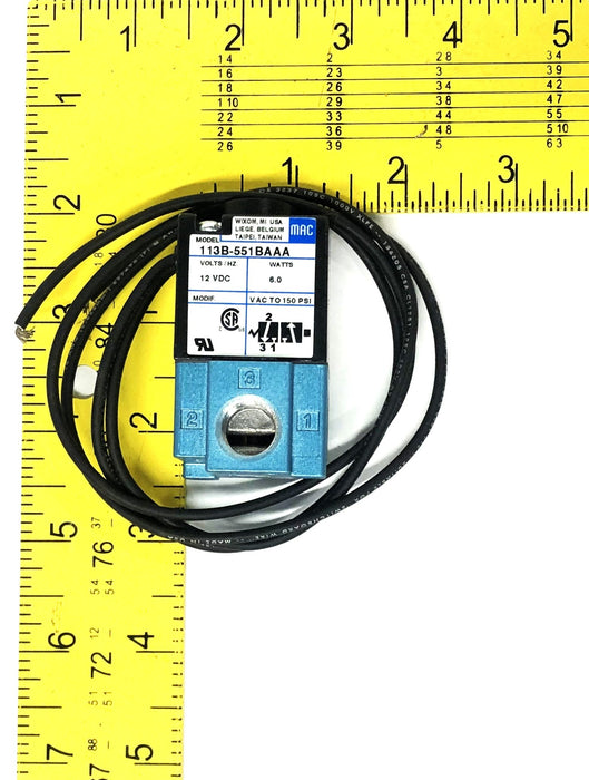 MAC 12VDC 6.0 Watts VAC To PSI 3-Way Valve 113B-551BAAA NOS