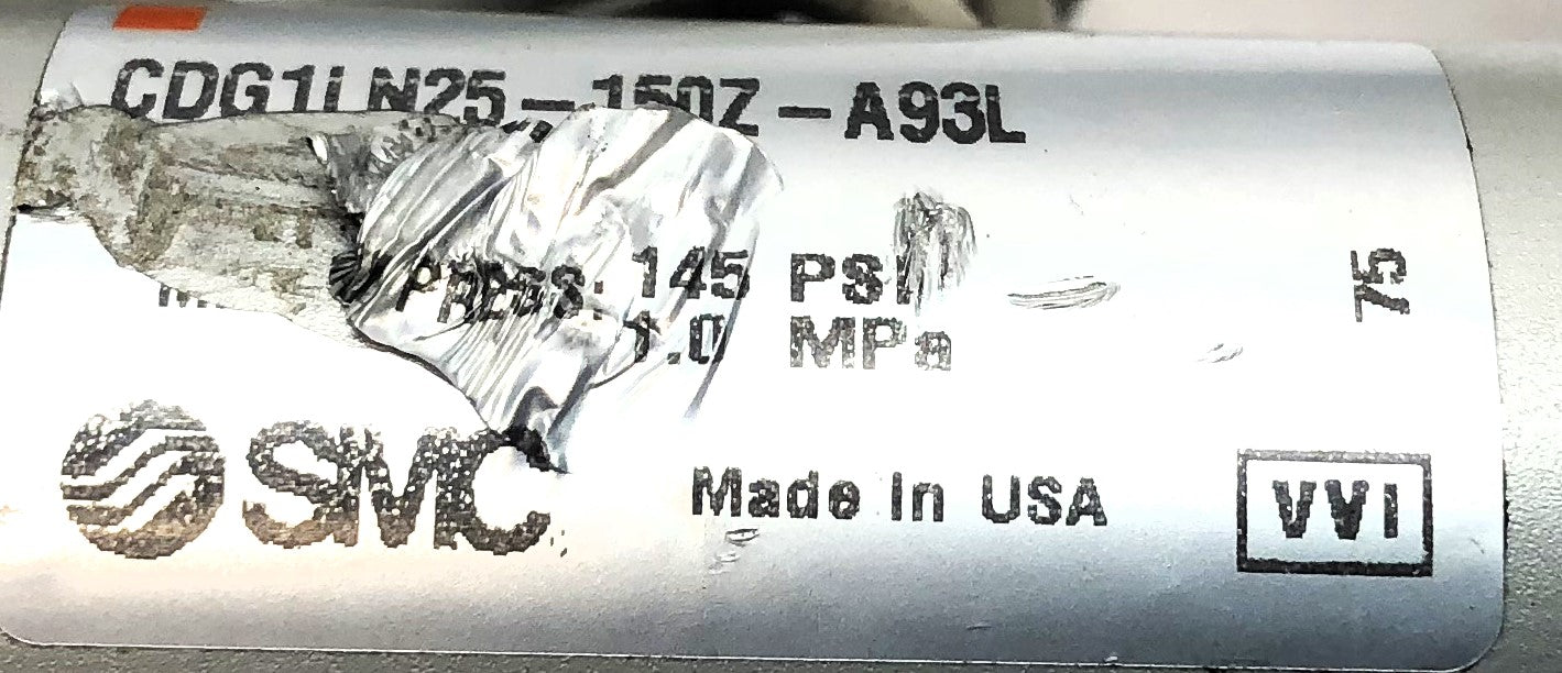 SMC Pneumatic Cylinder W/ (2) Magnetic Switches CDG1LN25-150Z-A93L NOS