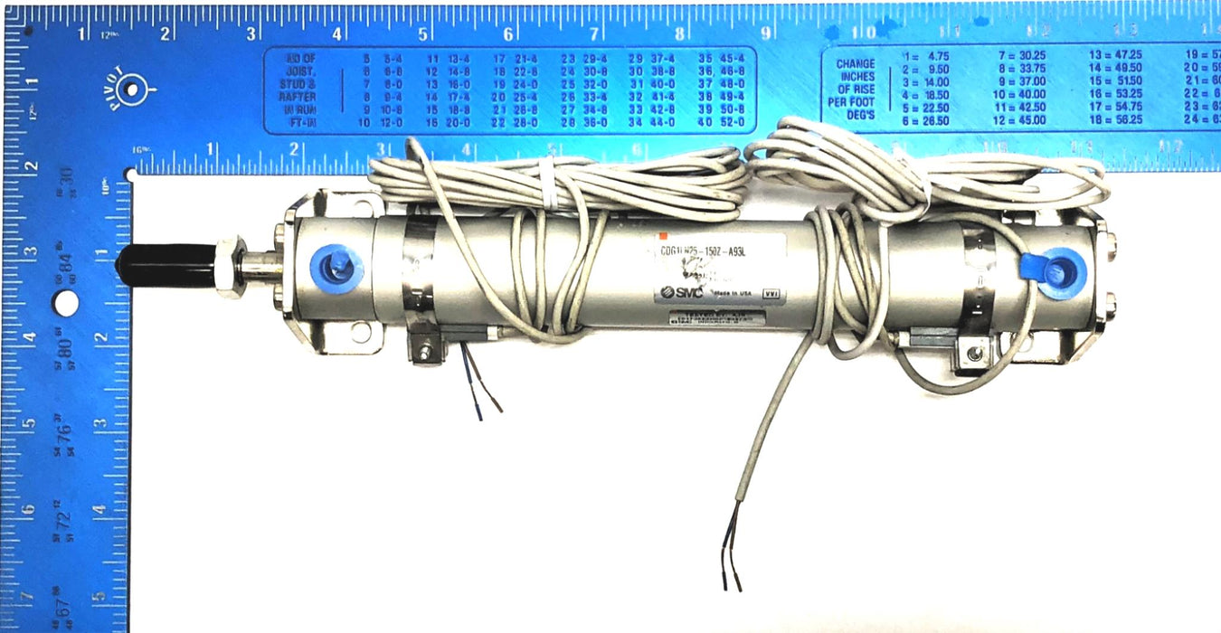SMC Pneumatic Cylinder W/ (2) Magnetic Switches CDG1LN25-150Z-A93L NOS