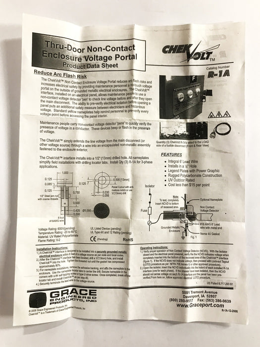 Grace Engineering Chek-Volt Voltage Indicator R-1A [Lot of 3] NOS