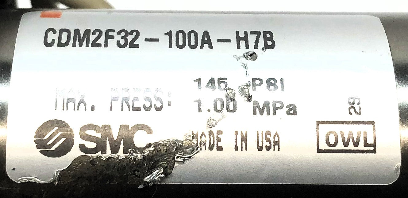 SMC Pneumatic Cylinder W/ (1) D-H7B Proximity Sensor CDM2F32-100A-H7B NOS