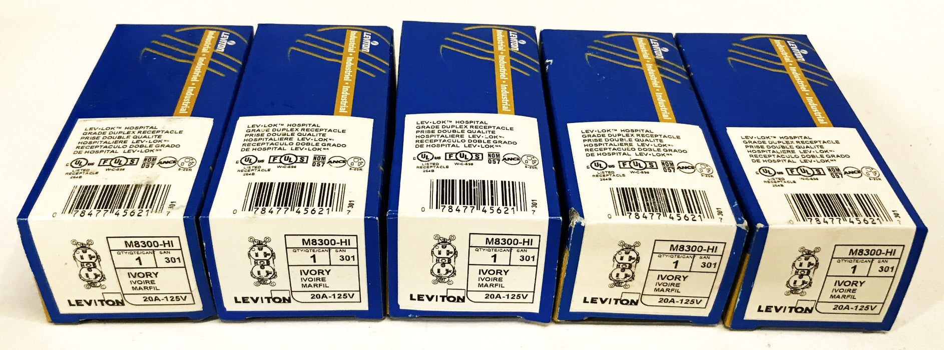 Leviton 20A 125V Ivory Receptacle M8300-Hi [Lot of 5] NOS