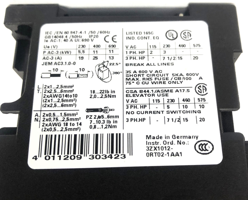 Siemens 24V AC-3 11kW 400V 2NC+2NO GB14048 4/5Hz Contactor 3RT1026-1BB44 NOS