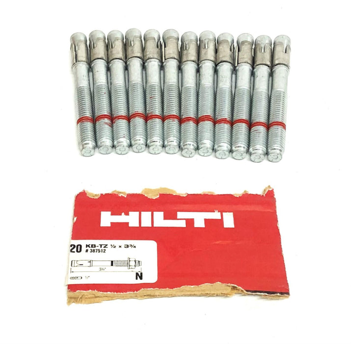 Hilti 1/2x3-3/4 Inch  KB-TZ Expansion Anchor 387512 [Lot of 12] NOS
