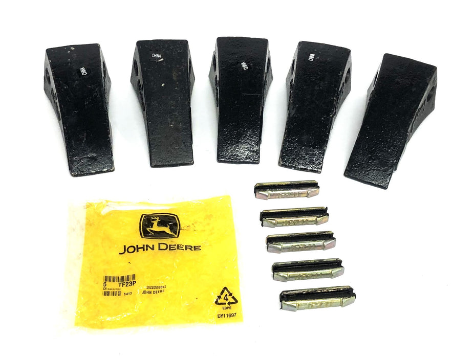John Deere 5 Piece Excavator Front Bucket Teeth JDTF23D NOS