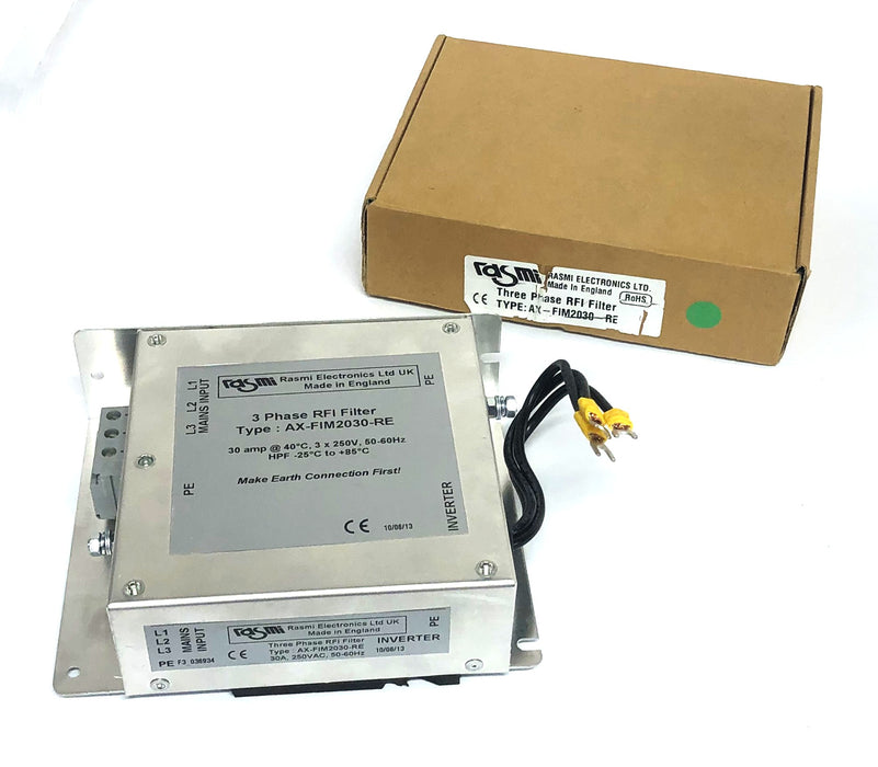 Rasmi Electronics 3 Phase 30A 40C 3x250V 50-60Hz RFI Filter AX-FIM2030-RE NOS
