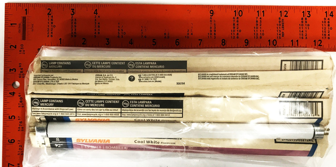 Sylvania 8 watt Cool White Fluorescent Light Bulb F8T5/CW [Lot of 6] NOS