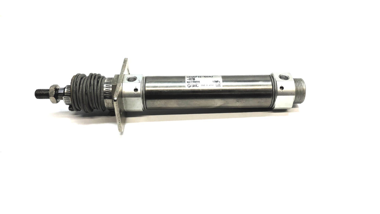 SMC Round Body Pneumatic Cylinder W/ Nylon Boot CDM2F32-100AJ-H7B USED