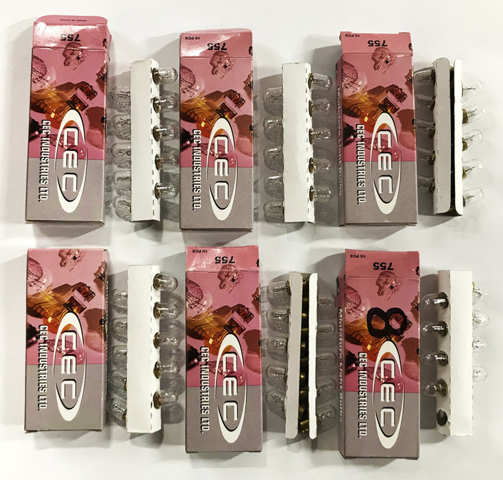 CEC Industries Miniature Light Bulbs 755 [Lot of 58] NOS
