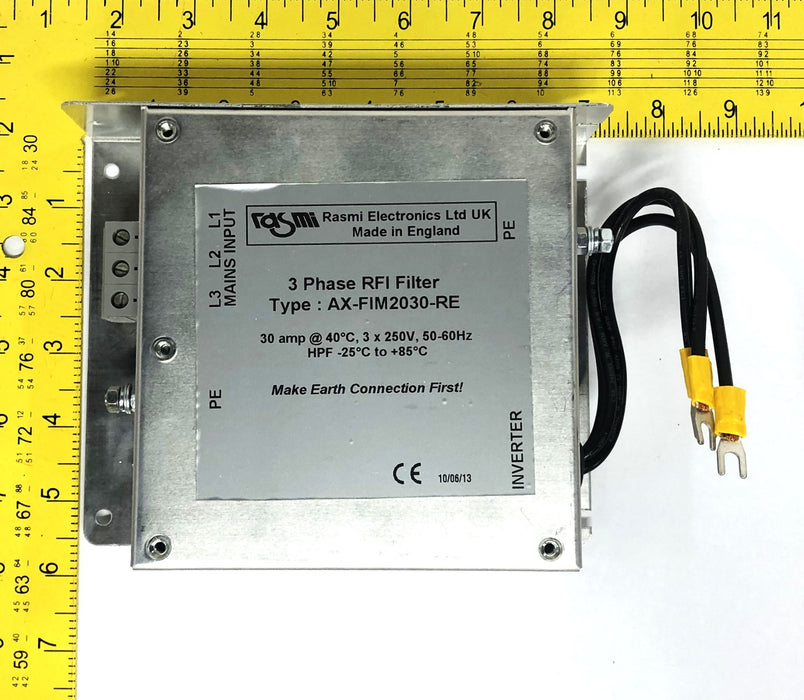 Rasmi Electronics 3 Phase 30A 40C 3x250V 50-60Hz RFI Filter AX-FIM2030-RE NOS