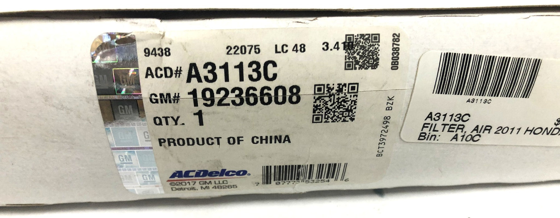 AC Delco Air Filter A3113C (19236608) NOS