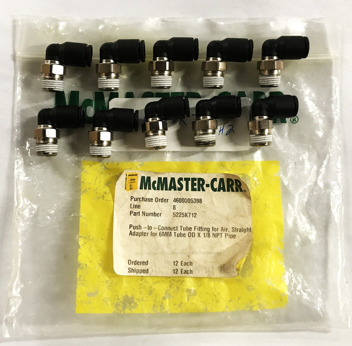 McMaster-Carr 90 degree Quick Connect Coupling 5225K712 [Lot of 10] NOS