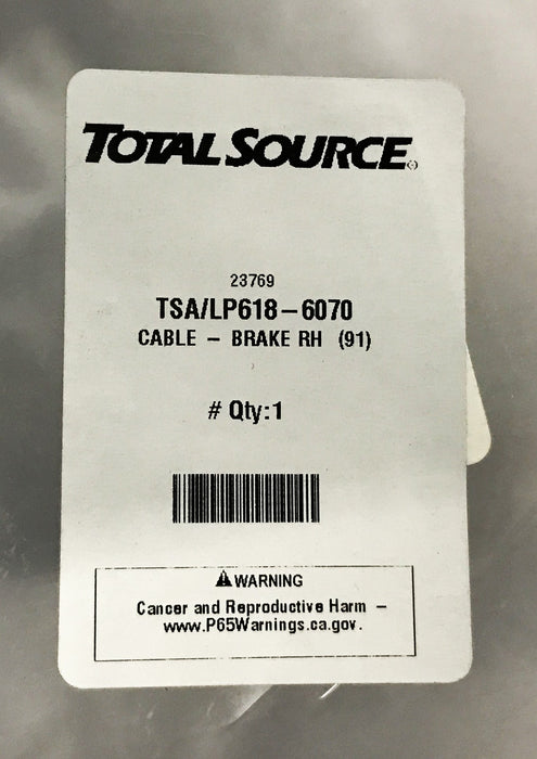 Total Source Forklift RH Brake Cable LP618-6070 NOS