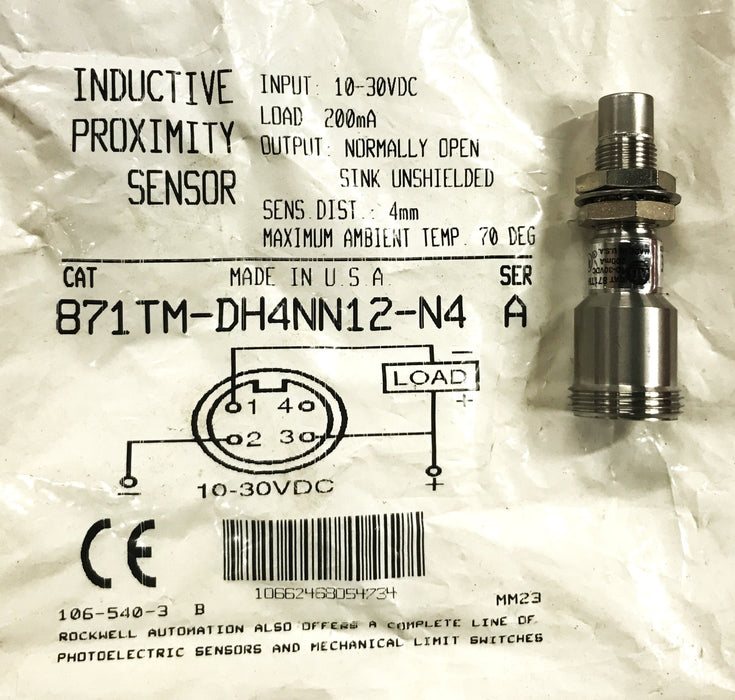 Allen-Bradley Series A Tubular SS Sensor 871TM-DH4NN12-N4 NOS
