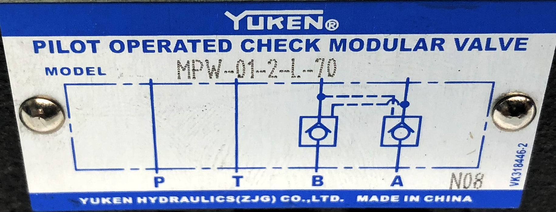 Yuken Pilot Operated Check Modular Valve MPW-01-2-L-70 NOS