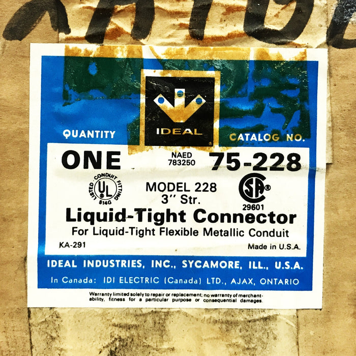 Ideal 3 inch Liquid Tight Connector Conduit 75-228 NOS