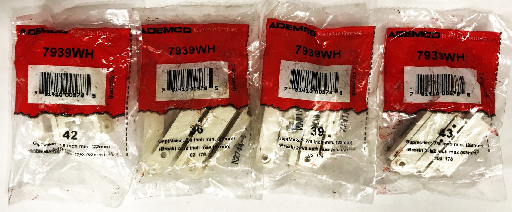 Ademco Magnetic Contact 7939WH [Lot of 4] NOS