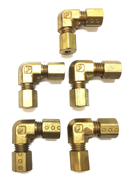 Parker 5/16"-24 x 5/16"-24 Brass Union Compression Elbow [Lot of 5] NOS