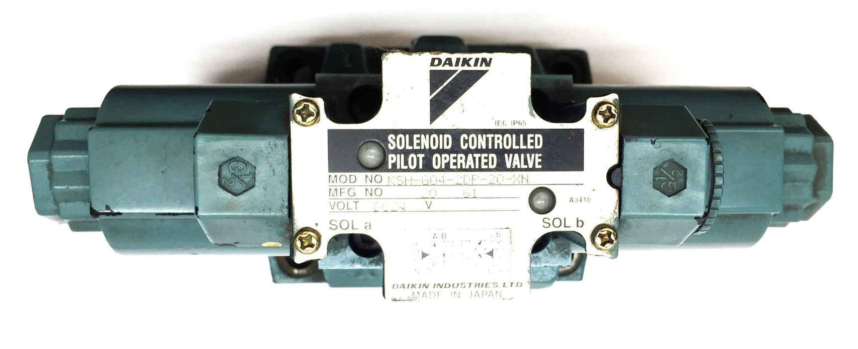 Daikin Solenoid Controlled Pilot Operated Valve KSH-G04-2DP-20-XN USED