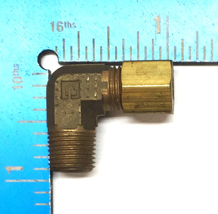 Parker 7/16"-20 x 3/8"-24 Brass Compression 90-Degree Fitting [Lot of 4] NOS