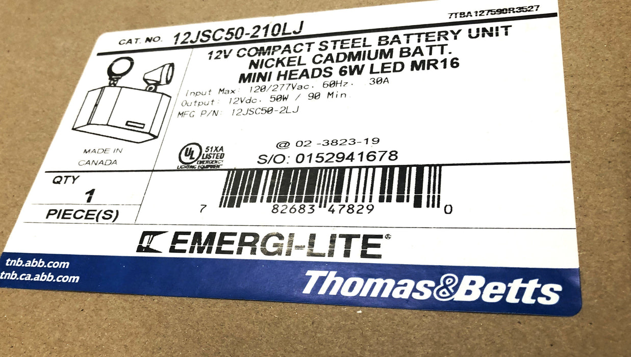 Thomas & Betts Emergi-Lite Compact Steel 12V Battery Unit 12JSC50-210LJ NOS - GTS SPECIAL