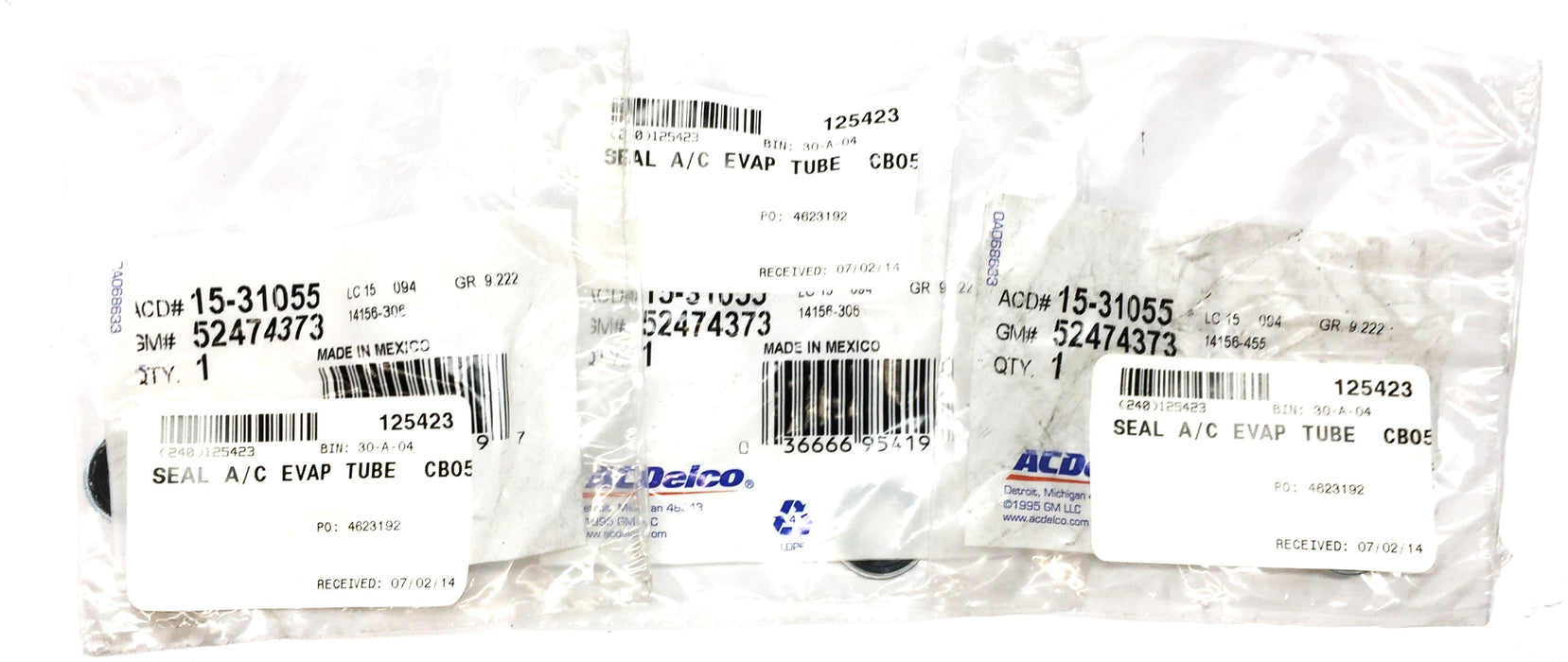 ACDelco\GM Evaporation Tube A/C Seal 15-31055 (52474373) [Lot of 3] NOS