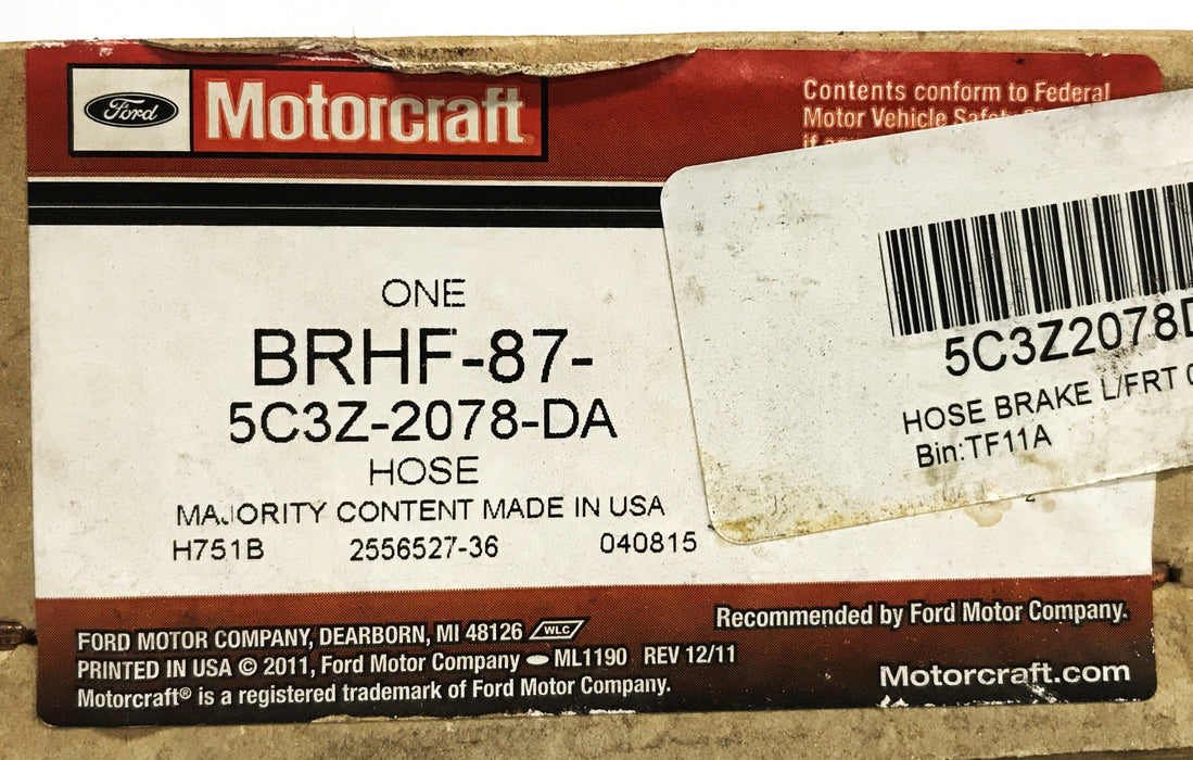 Motorcraft Ford LH Front Brake Hose Assembly BRHF-87 NOS