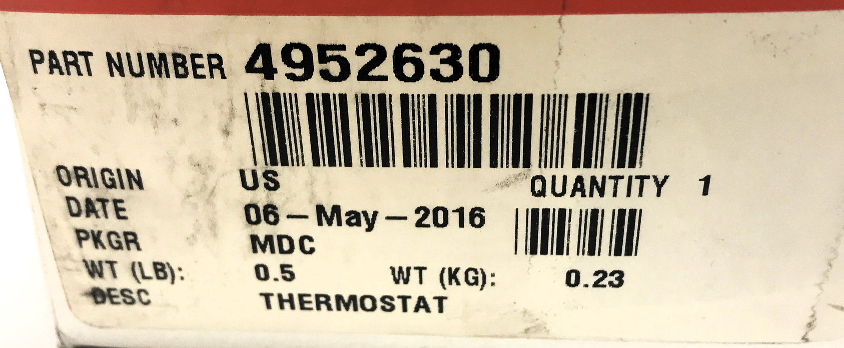 Cummins Oil Thermostat 4952630 NOS