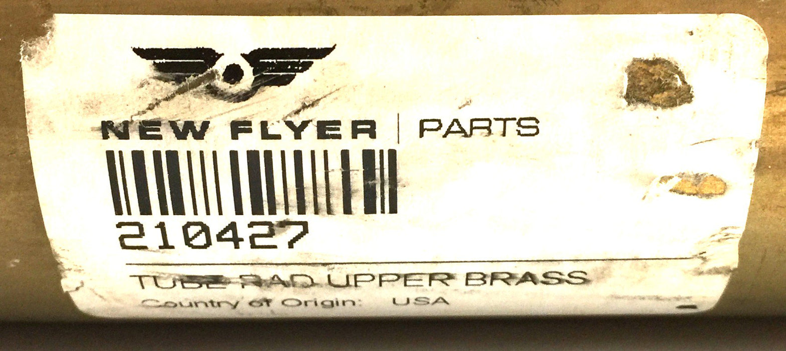 New Flyer Brass Upper Radiator Tube 210427 NOS