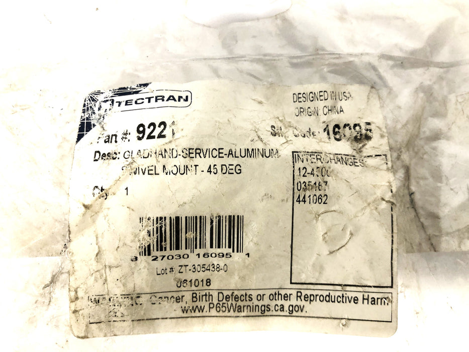 Tectran 45 Degree Swing Mount Service Glandhand 9221 NOS