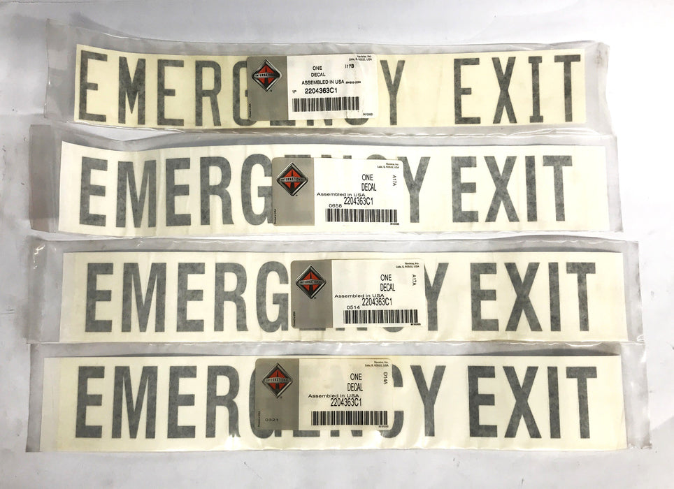 International "Emergency Exit" Decal Kit 2204363C1 [Lot of 4] NOS